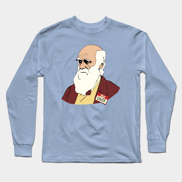 Funny Charles Darwin Evolutionary Scientist Graphic Long Sleeve T-Shirt by Huhnerdieb Apparel